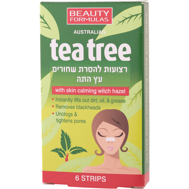 TEA TREE BEAUTY FORMULASרצועות לניקוי והסרת שחורים מהאף 6 יחידות