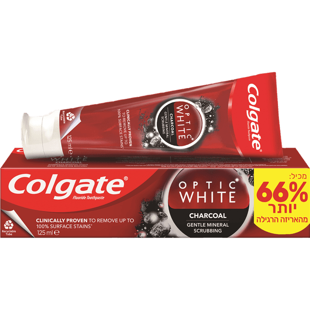 קולגייט - משחת שיניים אופטיק וייט פחם 125 מ"ל