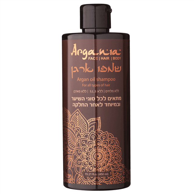 ארגניה - שמפו ארגן ללא מלחים לכל סוגי השיער 450 מ"ל
