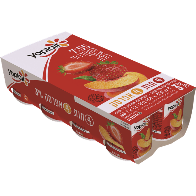 יופלה מאגדת פרי 4 תות 4 אפרסק 3% 8 יח'*150 ג'