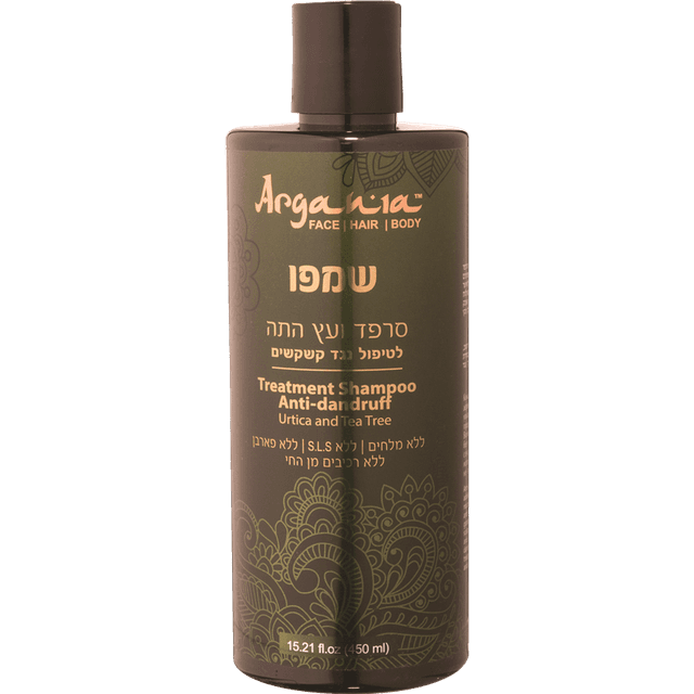 ארגניה - שמפו לטיפול נגד קשקשים סרפד ועץ התה 450 מ"ל