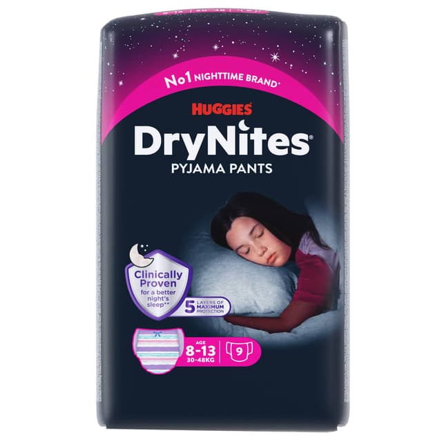 האגיס - תחתוני ספיגה לתופעת הרטבת לילה לבנות גילאי 8-15 9 יח'