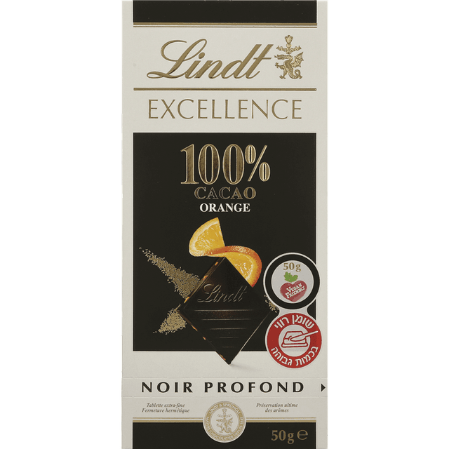 שוקולד לינדט אקסלנס 100% אורנג 100 גר