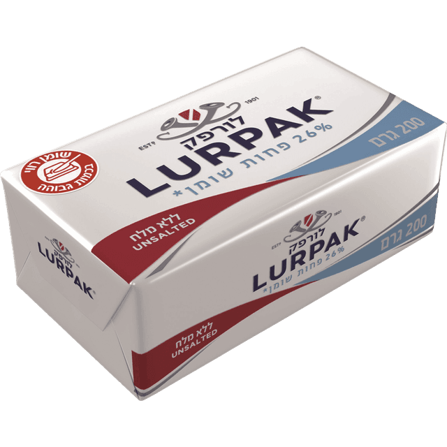 חמאה ללא מלח 26% פחות שומן 200 ג' לורפק