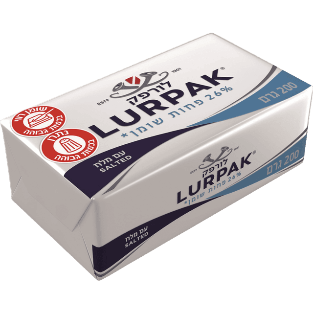 חמאה עם מלח 26% פחות שומן 200 ג' לורפק