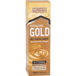 BEAUTY FORMULAS מסכת ג'ל פנים זהב נוצצת מועשרת בתמציות קולגן 100 מ"ל
