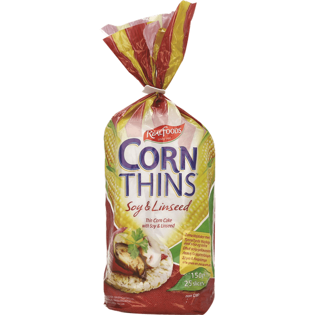 פרכיות תירס 150 גרם עם סויה וזרעי פשתן