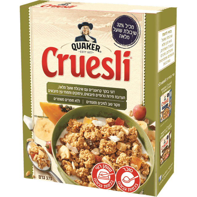 קוואקר פירות 375 גר 6 יח Cruesli
