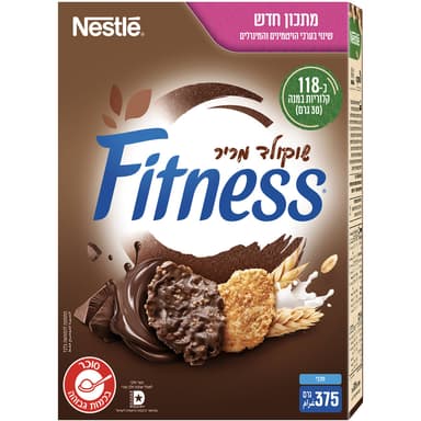 פיטנס - דגני בוקר שוקולד מריר 375 גרם