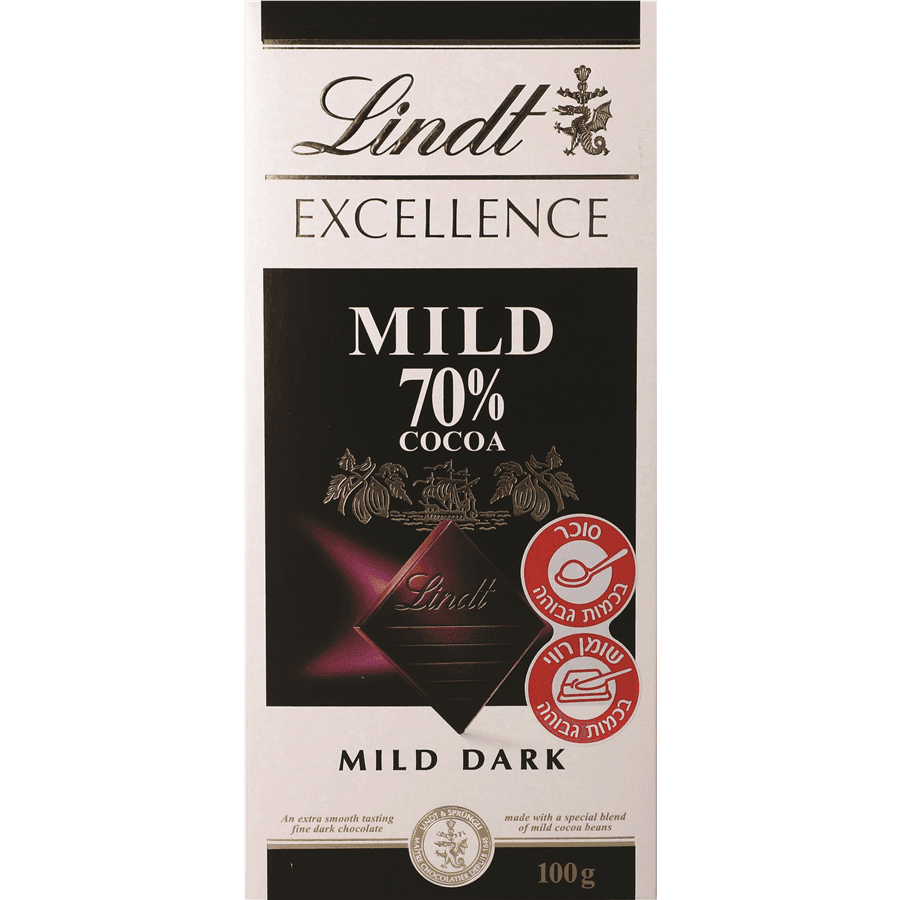 שוקולד לינדט אקסלנס מילד 70% 100 גר