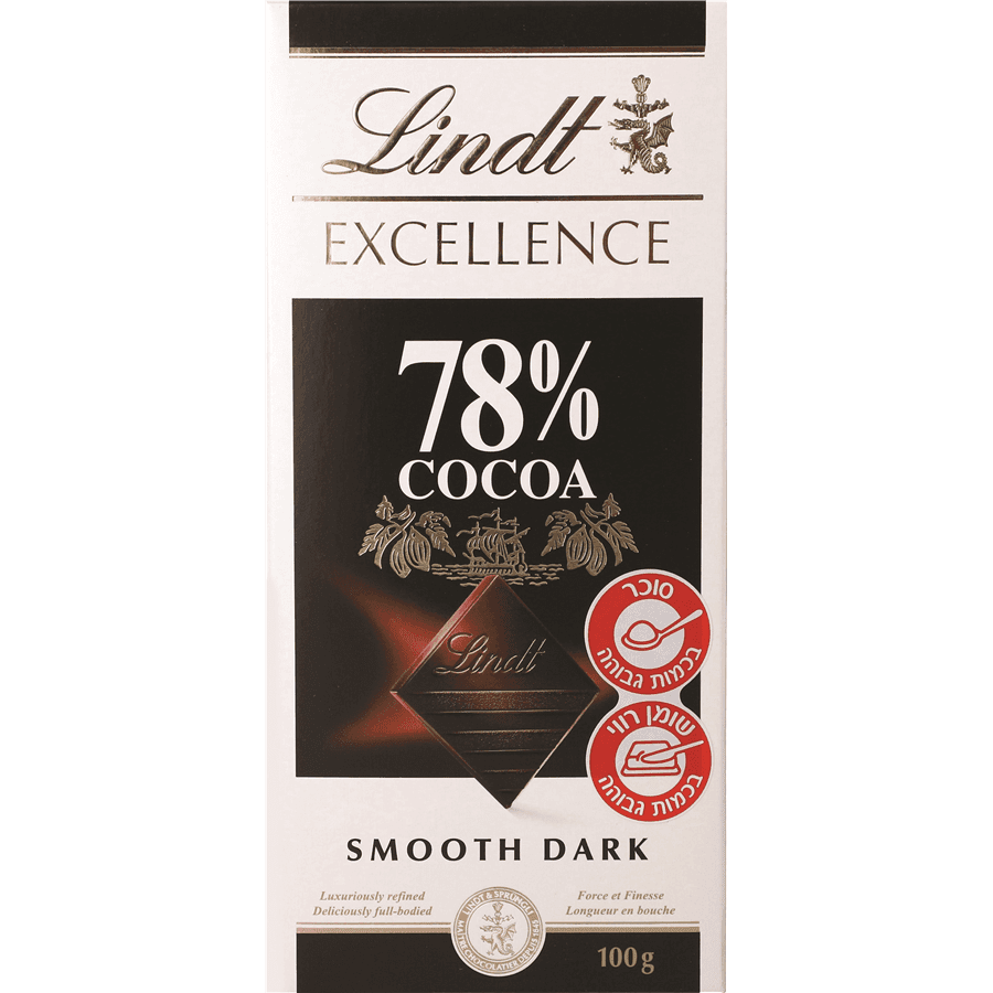 שוקולד לינדט אקסלנס 78% 100 גר