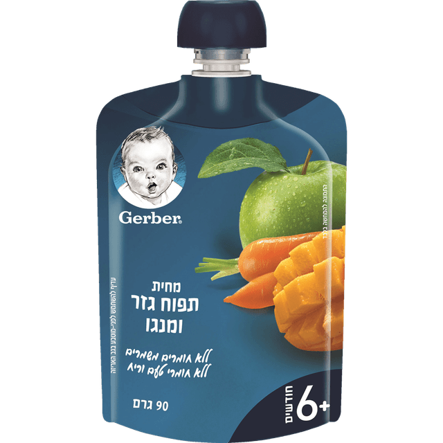 גרבר - מחית תפוח מנגו גזר פאוץ 90 גרם