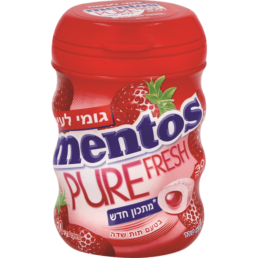 מנטוס בקבוק עגול בטעם תות 60 גרם