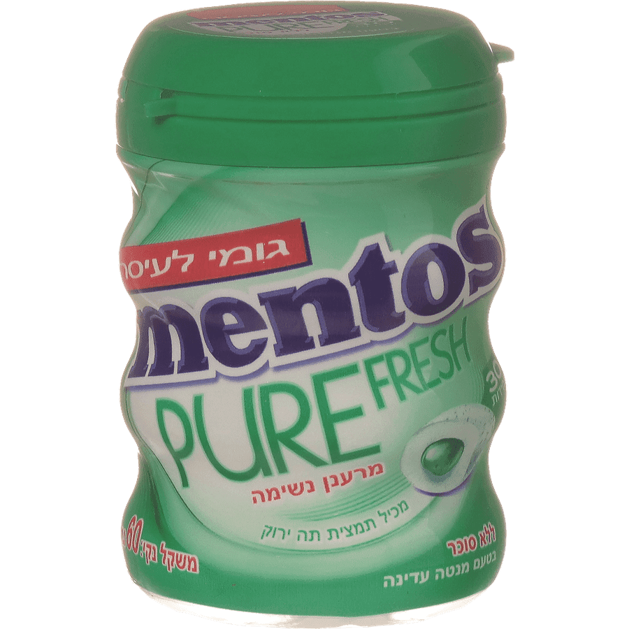 מנטוס בקבוק עגול בטעם מנטה עדינה 60 גרם לל"ס