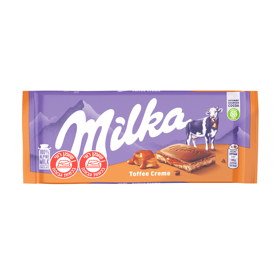 מילקה - טבלה שוקולד חלב עם קרמל 100 גרם