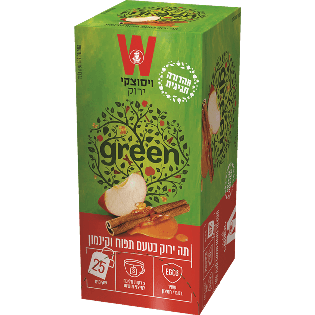 תה ירוק תפוח וקינמון 25 שקיקים 38 ג' ויסוצקי