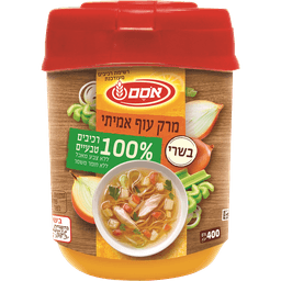 מרק עוף אמיתי בשרי 400 ג' אסם