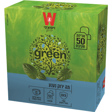 תה ירוק עם עלי נענע 50 שקיקים ויסוצקי