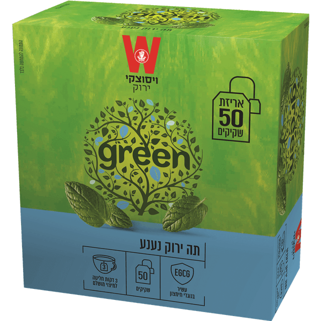 תה ירוק עם עלי נענע 50 שקיקים ויסוצקי
