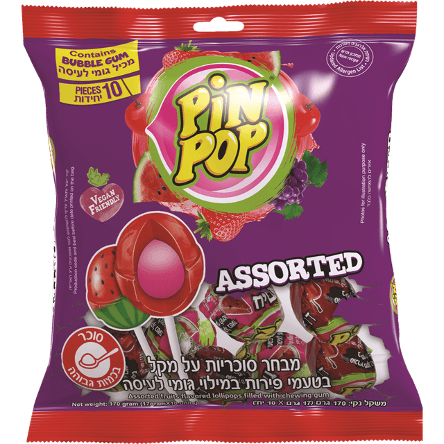 פין פופ - סוכריות לקקן בטעמי פירות 10 יח'
