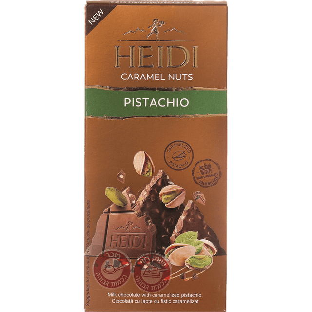 שוקולד היידי חלב פיסטוקים מקורמלים 80 גר