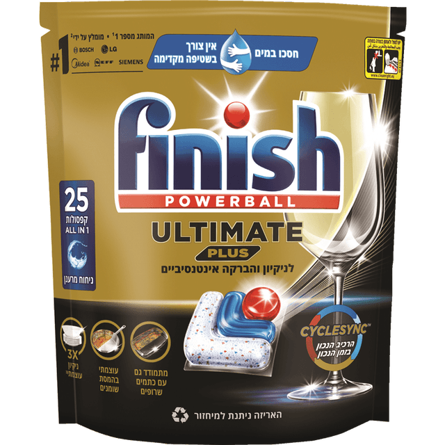 פיניש - אולטימייט פלוס קפסולות למדיח 25 יח'