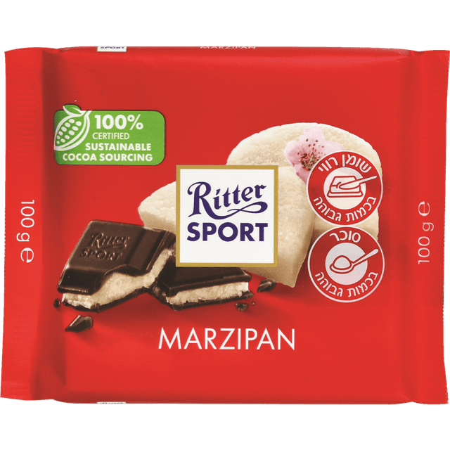 ריטר - שוקולד מריר עם רציפן 100 גרם