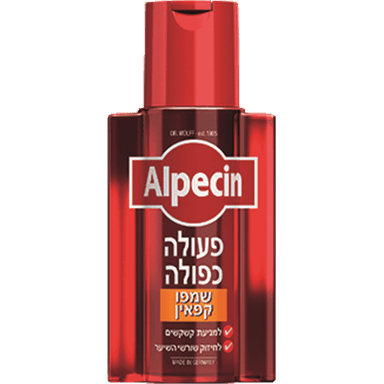 אלפסין - שמפו קפאין עם פעולה כפולה לשיער דליל וקשקשים 200 מ"ל * זוג