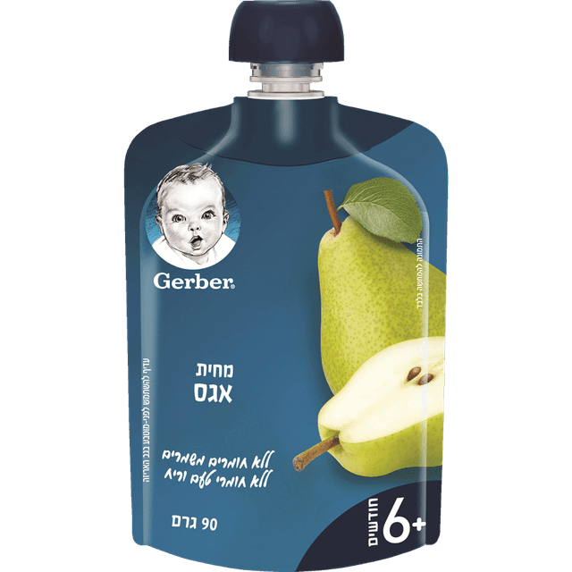 גרבר - מחית אגס פאוץ 90 גרם