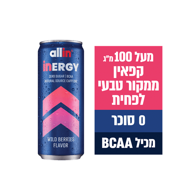 אול אין - אינרג'י משקה טעם פירות יער 330 מ"ל