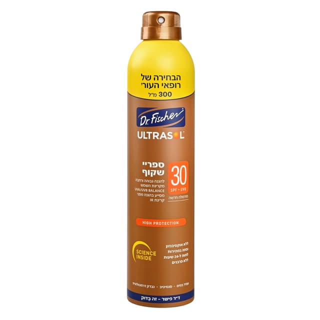 ד"ר פישר - אולטרסול מוגדל מבוגר ספריי שקוף 300 מ"ל 30SPF