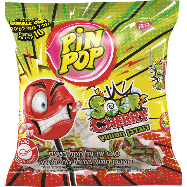 פין פופ - לקקן בטעם דובדבן חמוץ 10 יח'