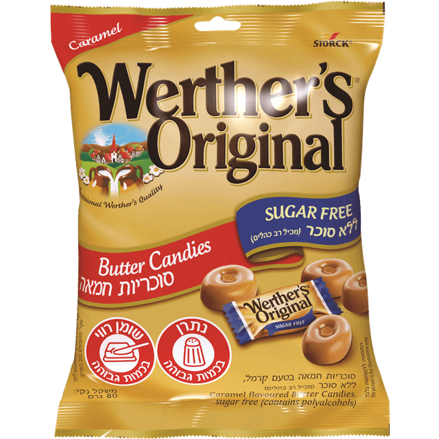וורטר - סוכריות חמאה בשקית ללא סוכר 80 גרם