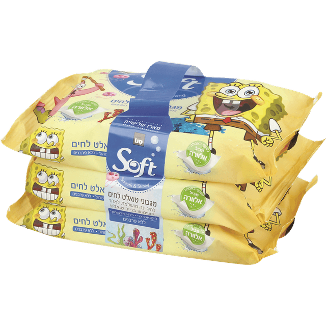סנו - סופט מגבוני טואלט בוב ספוג 48 יח' * שלישייה