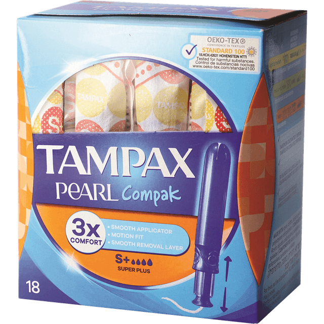 טמפקס - טמפונים קומפק פרל סופר פלוס 18 יח'