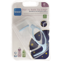 מאמ - זוג ידיות לבקבוק יום ולילה תכלת / זוהר בחושך