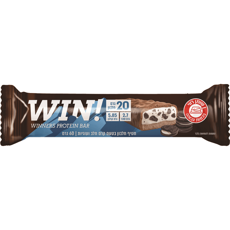 WIN - חטיף חלבון בטעם קרם חלב ועוגיות 60 גרם