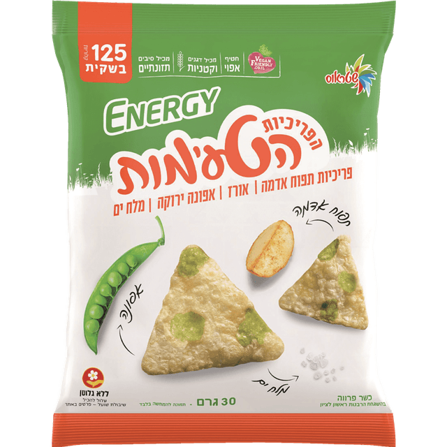 עלית - אנרג'י פריכיות משולשות תפוח אדמה ואפונה 30 גרם