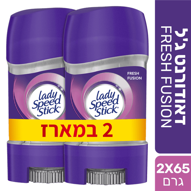 ליידי ספיד סטיק - דאודורנט ג'ל לאישה פרש פיוז'ן 24/7 65 גרם * זוג