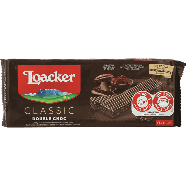 וופל לואקר דאבל שוקולד 175 גרם