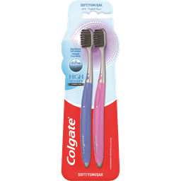 קולגייט - מברשת שיניים עם סיבי פחם בצפיפות גבוהה 2 יח'