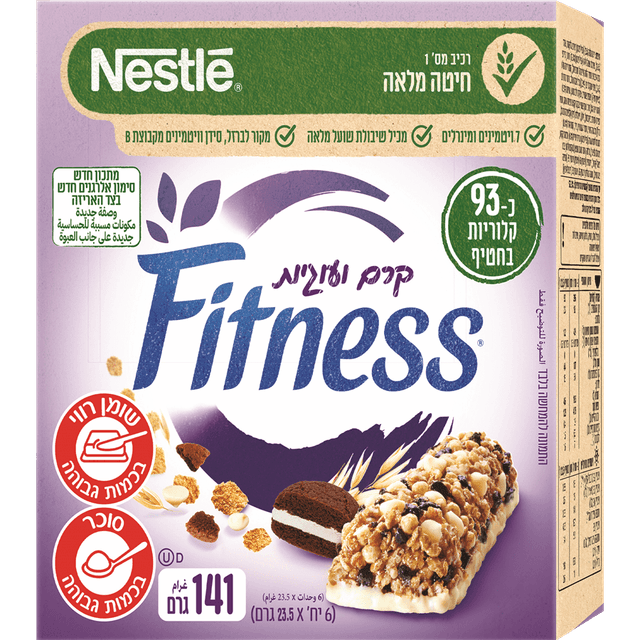 פיטנס - חטיף דגנים עוגיות שוקולד 6 יח'