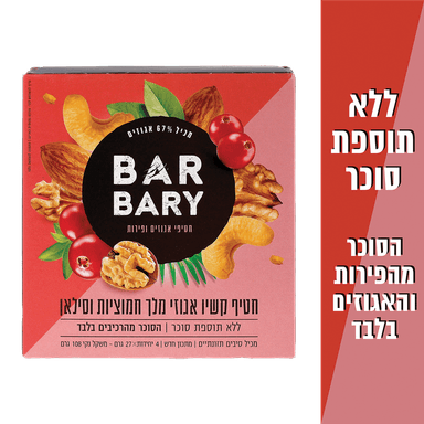 ברבריא חטיף קשיו אגוז מלך חמוציות 30*4