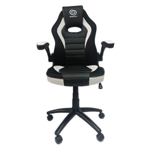 כיסא גיימינג BASIC איכותי מעוצב ונוח עם משענת מתכוונת בצבעים שחור ולבן
