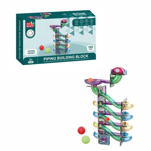 סט מגנטים צבעוניים לבנייה יצירתית עם צינורות וכדורים – 105 חלקים