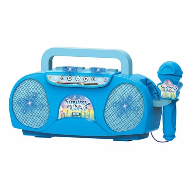 מכונת קריוקי לילדים הכוללת מיקרופון ורמקול - בצבע כחול