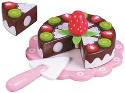 עוגת שוקולד תות מעץ לילדים הכוללת 9 חלקים לפיתוח תיאום עין-יד. - ToySale חנות הצעצועים הזולה במדינה