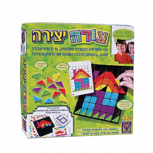 יצירה - משחק קופסא, צורה יצירה לגילאי 4+ משולשים צבעוניים מפלסטיק - ToySale חנות הצעצועים הזולה במדינה