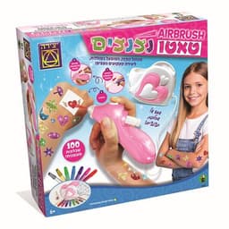 יצירה - משחק קופסא, טאטו נצנצים אייר בראש לגילאי 6+ מכחול הַתָּזָה, המופעל בסוללות, ליצירת קעקועים נוצצים! - ToySale חנות הצעצועים הזולה במדינה