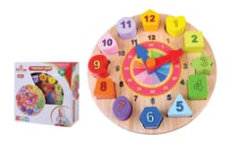 צעצוע התפתחות מעץ, שעון התאמת צורות ומספרים צבעוניים, לפיתוח תיאום עין ויד - ToySale חנות הצעצועים הזולה במדינה